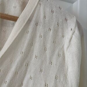 NWOT Cream Pointelle Cardigan Sweater